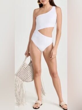 Tory Burch White One-Piece Swimsuit with Brand Tag